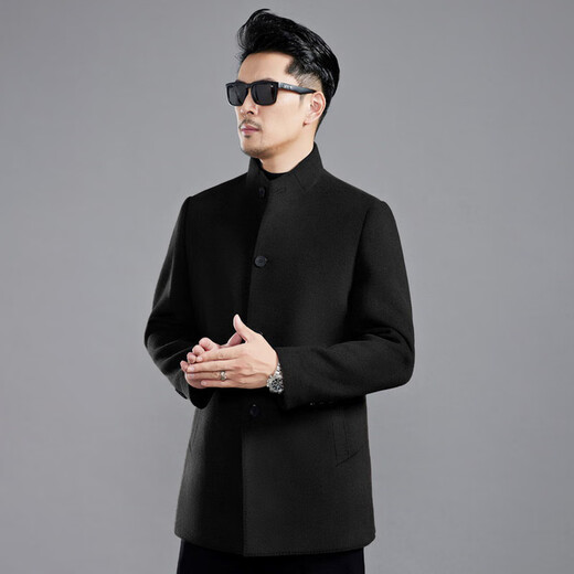 MAYOR Yageo cashmere coat men's business daddy suit double-sided wool coat mid-length stand collar removable down 9688 brown (down liner) L /48