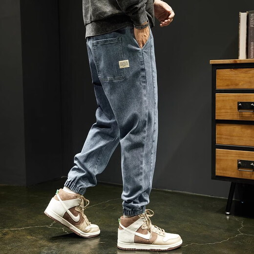 Jeep Spirit Jeep Jeep Retro Herren Trendy Marke Lose Lose großer Krawattenhosen Spring- und Herbst High-End-Casual Harun Hosen Herren Hellblau M (115-130jin [Jin gleich 0,5 kg])