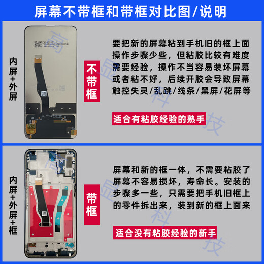 冯博士适用华为荣耀V20屏幕总成手机屏幕内外屏PCT-AL00/10 原机品质带框蓝-荣耀V20屏幕总成