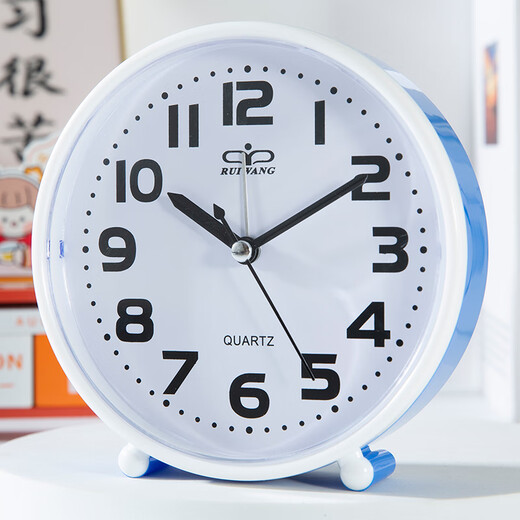Elderly large-character clock desktop display clock face clear bedside student children desktop 2024 latest alarm clock 8016 round blue