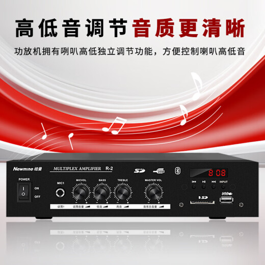 纽曼（Newmine）R20 吸顶音响套装蓝牙定压功放机公共广播家用客厅商用会议店铺背景喇叭嵌入式隐藏吊顶音箱一拖四