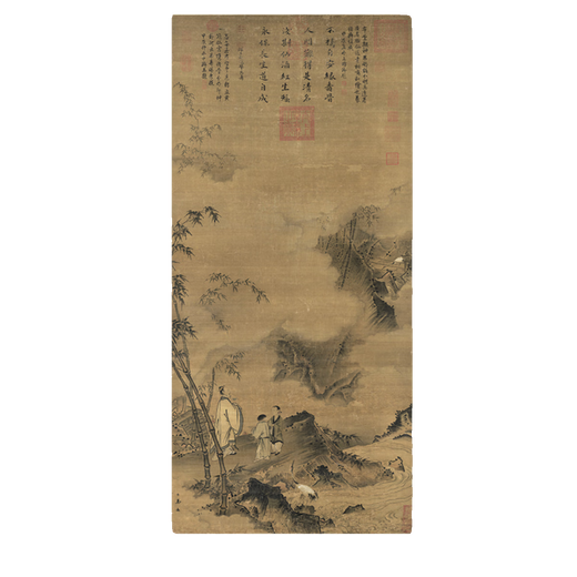 南宋马远竹鹤图古代山水画卷轴名画复仿古画中式挂画 宋画达摩图11158 40X86厘米（画心尺寸） 装裱乳白