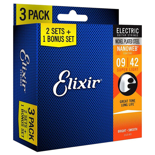 Elixir Elixir Elix Three Set Set Guitar Strings Strings Anti-Rust Coating Strings Set 6 Guitar Crises de guitare 12052 (010-046) Guitare électrique spécial 16542