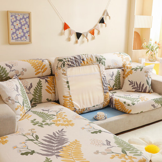 Silk Pure Cotton Anti-static Sofa Cover Cover All-Inclusive Thickened Four-Season Sofa Cushion Cover Customized No Static Blue Check Roving Anti-Wrinkle Customized According to Sofa Cushion Size (Contact Customer Service