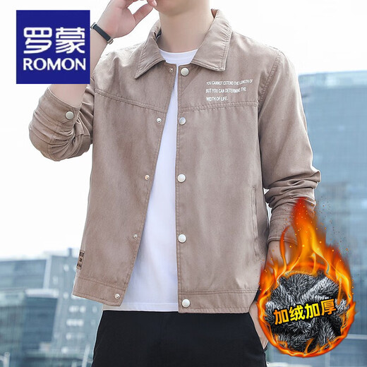 Romon 2025 Neue Herren -Lampeljacke Retro Jacke Dünnes Hemd Wildleder Frühling und Herbstkleid Jugendkleidung [Herbststil] K12806 Schwarz [Qualitätsgarantie] L.