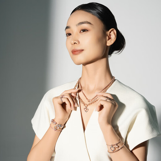 PANDORA Heartbeat Ring Set Rose Gold Couple Ring Birthday Gift for Girlfriend Sparkling Wave Ring 54MM