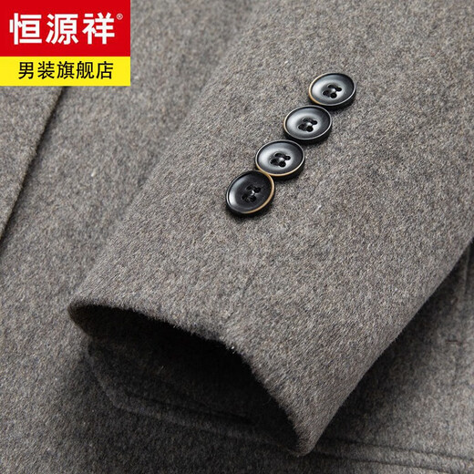 Hengyuanxiang mid-length goose velvet inner liner wool coat for men's winter wool coat middle-aged one-on-three-wear scarf thickened black XL 175