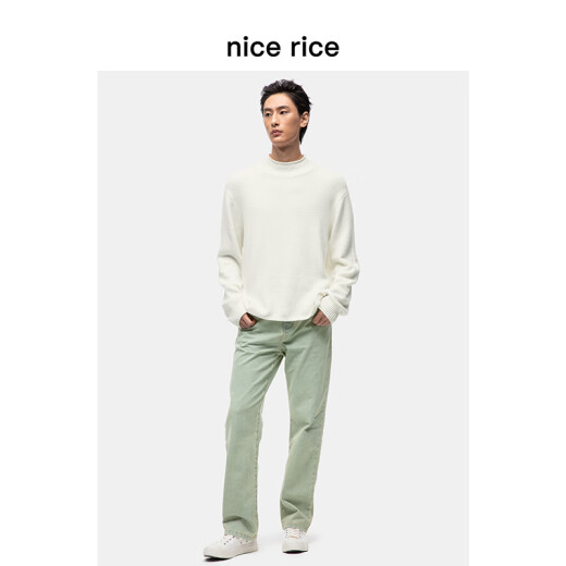nice rice好饭 水洗riri拉链小直筒牛仔裤[商场同款]NFD13077 黄绿色10.5盎司 M