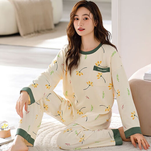6xl extra-große fette Schwester langärmelige Pyjamas für Frauen im Frühjahr und Herbst und Fett Plus Size 240 Jin [Jin entspricht 0,5 kg] losen Anzug Herbst und Winter KNC9923 2xl [140-160 Jin [Jin entspricht 0,5 kg]]