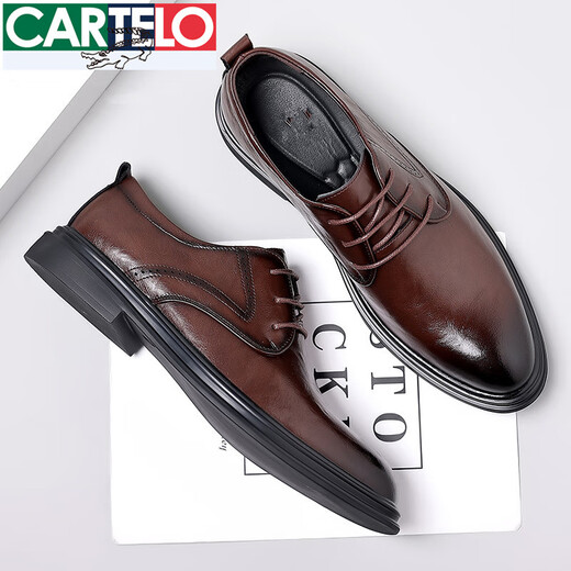 Cartelo weiche Kuhwinkel Winter Herren Lederschuhe Neue Style Pendlergeschäft formelle Schuhe Freizeitanzug Bräutigam Hochzeitsschuhe echtes Leder schwarz 42