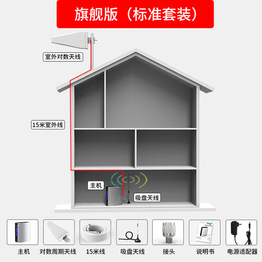 讯加手机信号放大增强器加强接收移动联通电信网络三网合一2345G山区地下室家用 4G+5G旗舰版一拖一【1个室内天线】