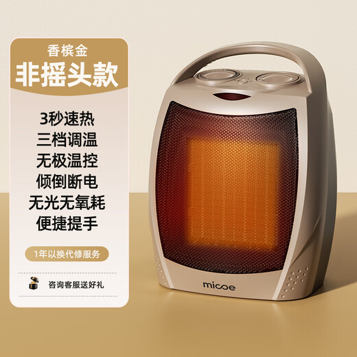 Four Seasons Muge (MICOE) Office Desktop Heater Small Heater Home Maternity and Infant Energy Saving Electricity-Saving Heating Fast Heat Champagne Gold Does Not Shake Your Head