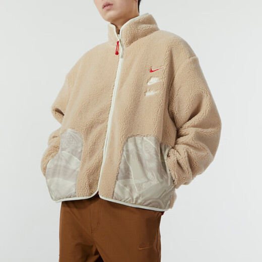 Nike (Nike) Offizielle Herrenkleidung 2025 Frühling Neue Sportbekleidung Imitation Lamm Velvet Stand Halsband Casual Warm Jacket Jacket FZ6194-126 2xl 185 (Empfohlen 150-170jin [Jin gleich 0,5 kg]))
