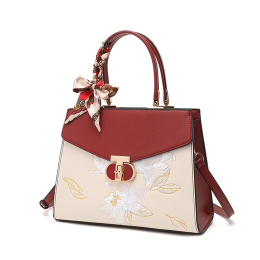 Xiangwei New Year's gift for mother's birthday is practical, 40-year-old mother-in-law, 50-year-old and 60-year-old ladies portable wedding bag, red gift bag gift box + bouquet scarf, heart-warming gift for elders