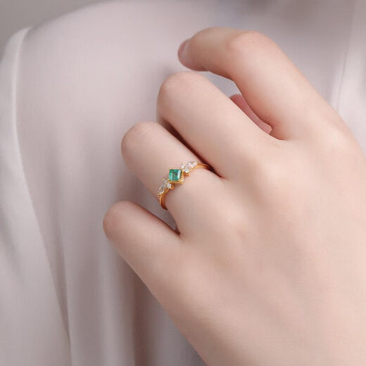 
meluxe Mui Ne 18K gold emerald ring birthday gift for girlfriend [R12113] emerald 22 points (11#)