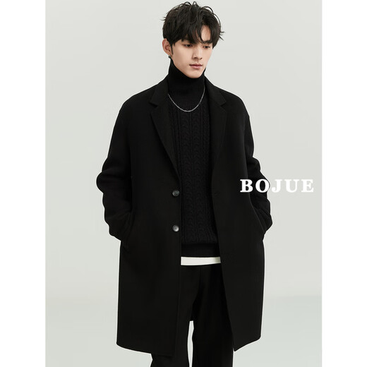 Earl Zoer [Clairing Up] Bolitiat en laine de banlieue Mabinement en laine double face pour le manteau de laine de la longueur et de la version coréenne d'hiver pour hommes p341327 Forest Green M
