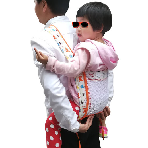 夏季透气网四爪婴儿纯棉背带宝宝背巾双肩前后背式儿童背袋 深蓝波点(布款)四爪插扣