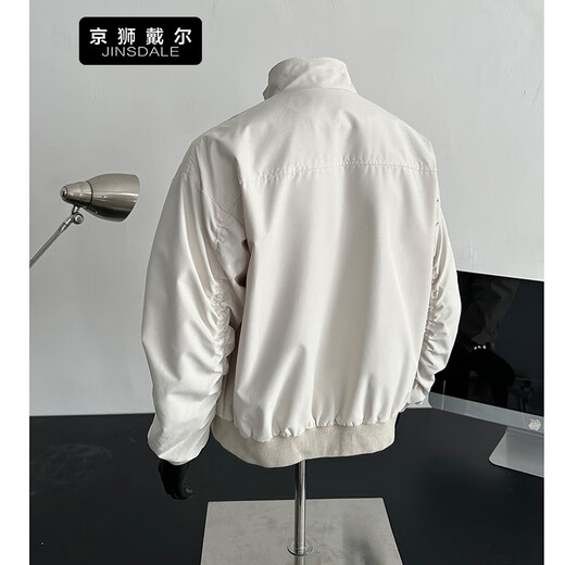 Jingshi Dell American Coach Jacke Herren Frühlings- und Herbst-Stand-up-Halsband Baseball Uniform Schöne Kurzjacke Schwarz H1049 L