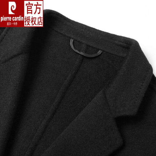 Pierre cardin wool trench coat men's mid-length coat new Korean double-sided tweed suit trench coat trend brown color 175