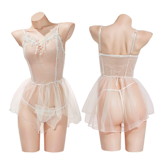 姬欲（JIUUY）[保密发货]新款蕾丝透视吊带激情套装女制服诱惑房事血滴子 9755黑(连体衣+T裤) 均码