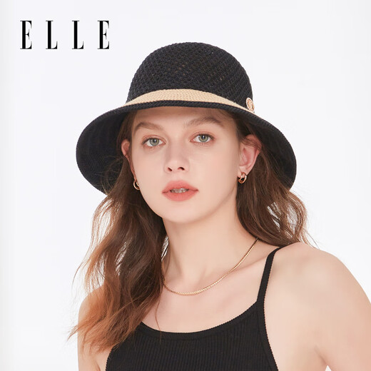 Elle Sonnenschutzmittel Strohhut Damen Sommer im Freien gehäkelte Hohlnetzstrand Sonnenschild Fischer Hut Geschenk