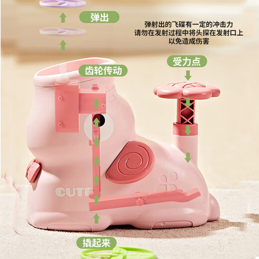 爸爸妈妈儿童玩具脚踩飞碟户外玩具男女孩竹蜻蜓飞盘小象汪汪脚踏弹射飞碟