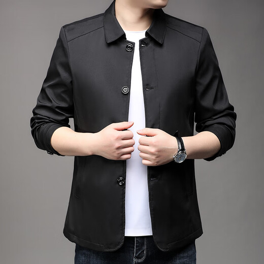 
Classic Car (LAOYECHE) Spring and Autumn New Jacket Jacket Men's Solid Color Lapel Solid Color Button Business Casual Jacket Daddy Suit AC1048 Khaki M