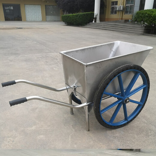 Stainless steel bucket truck dump truck feed cart feed cart farm push cart feed cart construction site grain bucket truck thickened stainless steel 250Jin Jin equals 0.5 kg bucket truck
