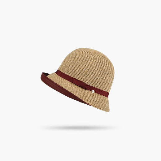 Lee dprre Japanese Straw Hat Women's Summer Sunshade Cool Hat Rolled Hepburn Style All-match Basin Hat Top Hat Straw Braided Sunscreen Fisherman's Hat Burgundy One Size (55-58cm)