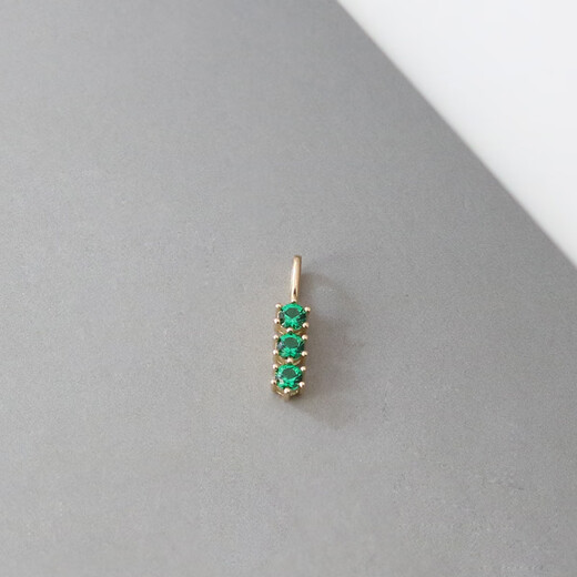 Xuecong's beautiful Korean pure 14K gold pendant for women, exquisite row of diamonds and emerald inlaid with a straight bar K gold clavicle chain, separate pendant, without chain, 14K gold