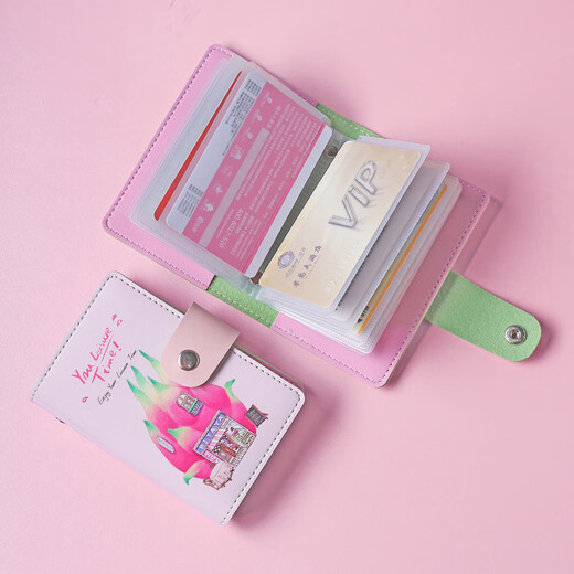【优选好物】卡通卡包女韩版大容量多卡位PU皮零钱包卡片夹防消磁 缝线款卡包-菠萝