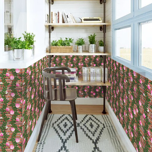 Clcey Dreidimensional Simulation Ziegelstein Stein Tapete Selbstklebbares Café Restaurant Wandrock Restaurant Renovierung Dekoration wasserdichte Wand 1098 Bücherregal/45 cm Breite*10 Meter lang Tapete nur