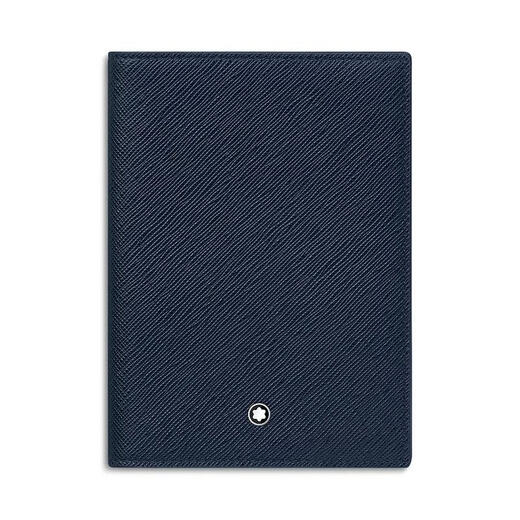 Montblanc Men's Wallet MB Sartorial Passport Holder Vertical Tri-fold Leather Wear-Resistant Going Abroad Card Holder Document Holder Blue ONE SIZE