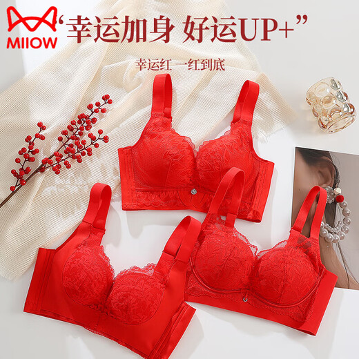 Cat man (miiow) Sous-vêtements rouges ensemble pour les femmes qui rassemblent de petits seins et se soulèvent pour empêcher le rétrécissement de l'année hongyun de Zodiac Année de serpent
