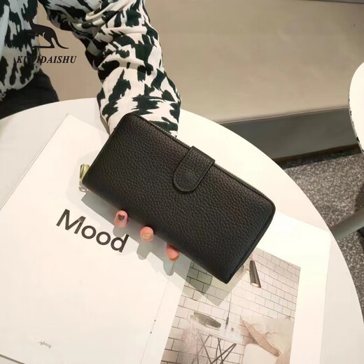 Cool Kangaroo KQ2024 new Korean women's long clutch bag top layer cowhide cowhide wallet fashionable simple multi-functional mobile phone bag green