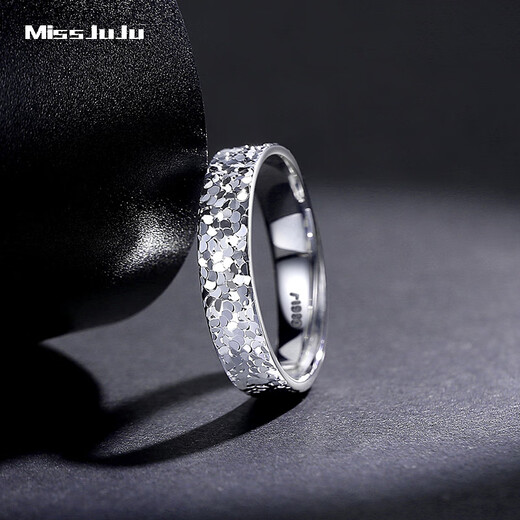 Miss JuJu new pt950 platinum ring for men and women, couple model, platinum crushed ice honeycomb ring, adjustable mouth, men's model, closed mouth 16# 6.0-6.2g