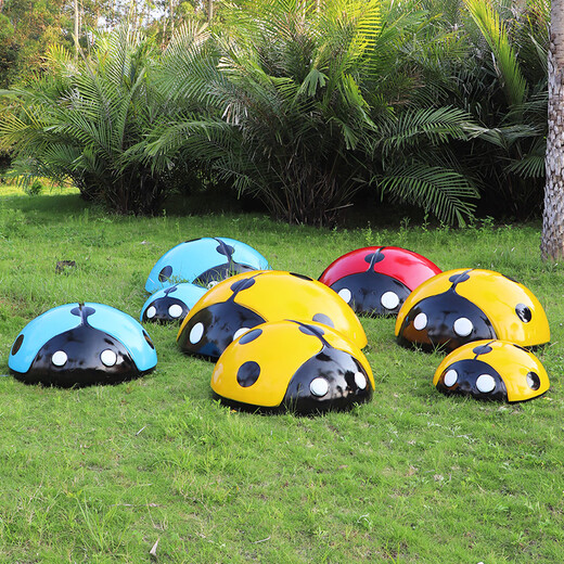 Fuya Art Simulation Seven-Star Ladybug Large Ornament Beetle Sculpture Outdoor Garden Landscape Sketch Park Garden Lawn Decoration 80cm Diameter Red