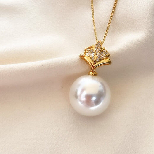 Fat Donglai's same Australian white pearl pendant mother-of-pearl color 16mm perfect round strong light with chain classic versatile and elegant woman Ice and Snow Queen 16mm Australian white