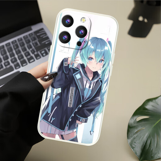 Kue Teow Hatsune Miku Apple Case de teléfono iPhone13Promax/12/XR Trendy Brand Honor 70/Play5 Huawei Nova11se/Xiaomi 13Pro Caso protector Reno11p Hatsune Miku 9708 SHARK STAR