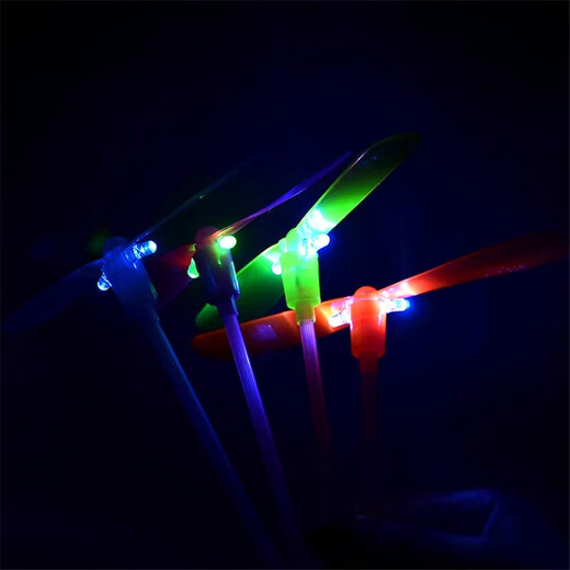Ronghua hand rubbing bamboo dragonfly parent-child outdoor activities nostalgic double-leaf bamboo dragonfly toy hand-pushing flying fairy small gift glowing bamboo dragonfly [5 packages of mixed colors]
