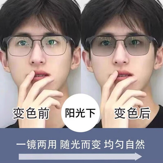 LESCA LUNETIER痞帅变色近视眼镜男款斯文败类半框防蓝光平光镜眼镜框架黑框高清
