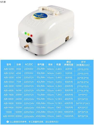 仁聚益定制水族鱼缸增氧机钓鱼充电氧气泵大功率养鱼增氧机卖鱼打氧机充 35瓦指示灯4孔40斤鱼气盘4840