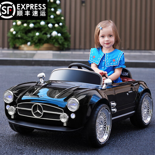 Kangshuai Aibeimei children's electric car four-wheeled seats and can be remotely driven by people 1-3-6 years old 5 toy cars kids and babies driving a baby stroller White soft wheel: leather seat + remote control + trunk Early education music mobile phone Bluetooth