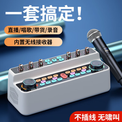 Jinyun S18 live singing sound card speaker all-in-one portable Bluetooth audio indoor and outdoor square dance K song live broadcast equipment all-inclusive sound card set top with Internet celebrity model [wireless microphone + shadow beauty lamp]