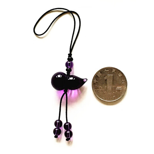 轻萌天然紫水晶葫芦钥匙扣 手机坠 包坠衣襟坠寓意福禄双收男女挂件 紫色