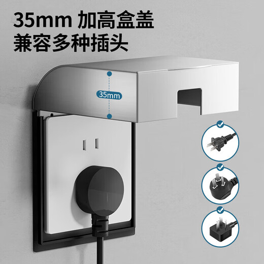 International Electrician Type 86 Socket Waterproof Box Self-adhesive Switch Power Supply Protective Cover Splash-proof Box Bathroom Toilet Socket Waterproof Cover Type 86 Stainless Steel Screw Type