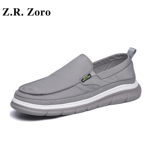 Z.R.Zoro品牌布鞋男2025新款夏季透气冰丝速干轻便休闲男士一脚蹬帆布鞋潮 黑色 40
