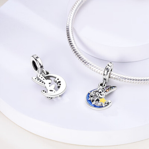Drjefun Original DIY-Perlen Silber-plattierter Perle-Perlen-Pendell-Pan-Familie-Armband für Halsketten, vierblattklee, unendlicher Glücksanhänger KJC691 Vierblattklee, unendlicher Glücksanhänger Anhänger