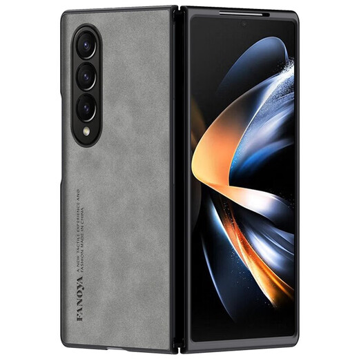 君导 适用 三星GalaxyZ Fold4手机壳w23保护套升级肤感羊巴皮磨砂镜头全包男款女简约 石墨黑羊巴皮