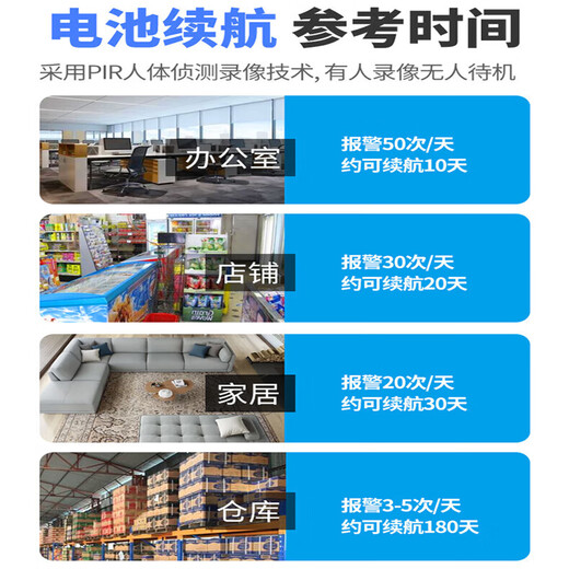 镭威视楼道门口无线电池充电家用摄像头需连wifi网手机远程监控器360无死角带夜视全景免不插电源室内外